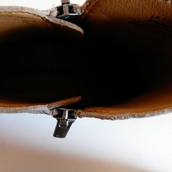 Lucky Brand Suede Leather Ankle Bootie Size 6.5 US Tan Side Zip Heel - Picture 15 of 16